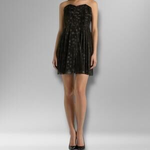 Guess Size 4 Sweetheart Neck Strapless Party Dress Black Swiss Dot Romantic‎ LBD